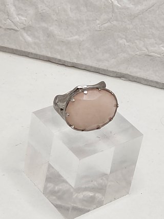 Anillo Cuarzo Rosa Acero Quirúrgico