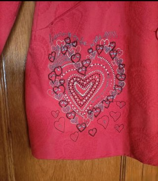 Desigual abrigo mujer 42 rojo jacquard corazones