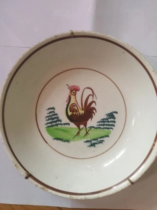 Plato de loza inglés con motivo de gallo