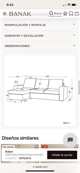 Sofá Cama Chaise Longue Banak Kubor