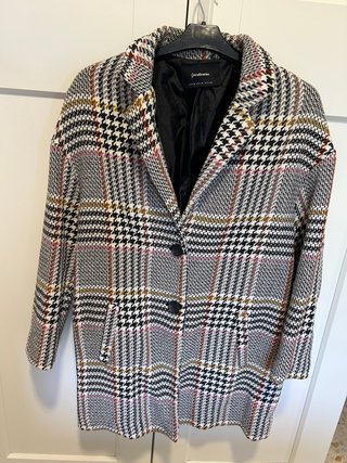 Abrigo de paño Stradivarius cuadros