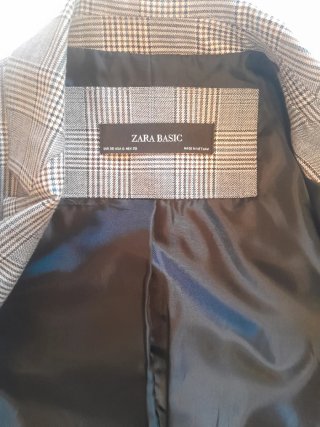 Blazer Zara Gris de Cuadros Talla 38
