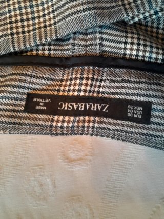 Blazer Zara Gris de Cuadros Talla 38