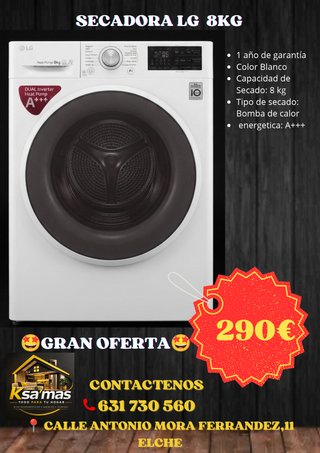 Secadora LG 8kg Bomba de Calor
