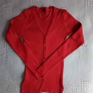 Chaqueta de punto canalé roja