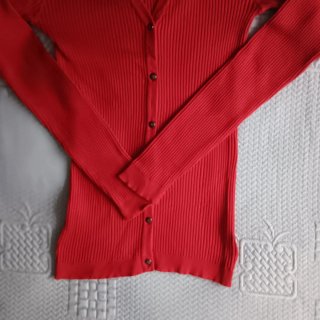 Chaqueta de punto canalé roja