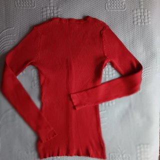 Chaqueta de punto canalé roja