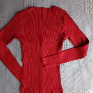 Chaqueta de punto canalé roja