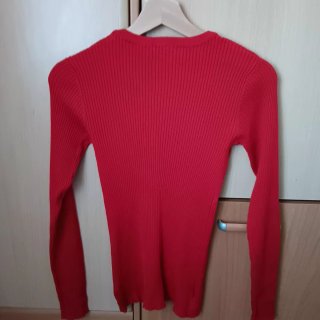 Chaqueta de punto canalé roja
