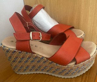 Sandalias de cuña naranjas talla 36