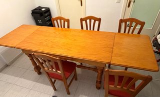 Mesa comedor extensible + 6 sillas madera