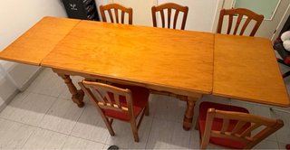Mesa comedor extensible + 6 sillas madera
