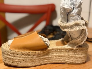 Sandalias Zara Piel Esparto Marrones Talla 41