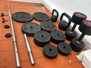 Lote material gimnasio pesas y mancuernas