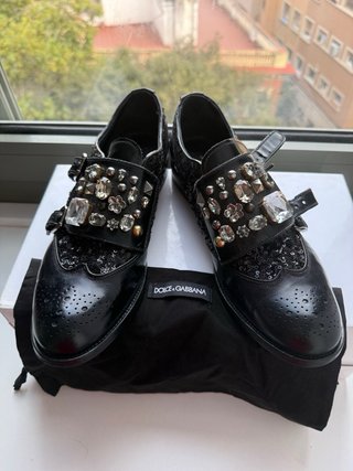 D&G 100% piel pedrería Negro Mocasines T.40 (7)