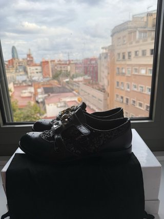 D&G 100% piel pedrería Negro Mocasines T.40 (7)