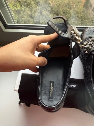 D&G 100% piel pedrería Negro Mocasines T.40 (7)
