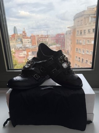 D&G 100% piel pedrería Negro Mocasines T.40 (7)