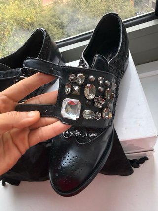 D&G 100% piel pedrería Negro Mocasines T.40 (7)