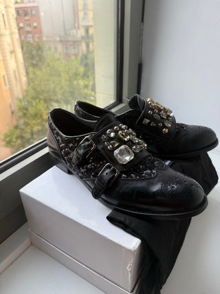 D&G 100% piel pedrería Negro Mocasines T.40 (7)
