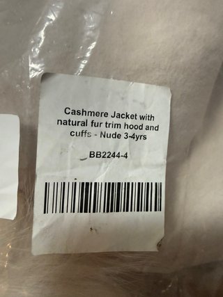 Abrigo niña beige con pelo talla de 3 a 4 años