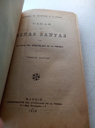 Vidas de niñas santas. Año 1916.