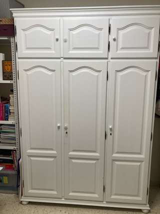 Armario 3 puertas madera maciza lacado blanco