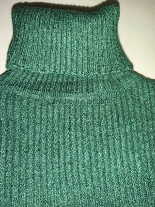 Jersey canalé cuello alto verde.