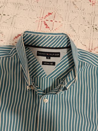 Camisa Tommy Hilfiger Caballero XL Rayas Azul/Blan