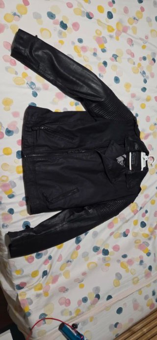 Chaqueta de cuero Biker Redskins Negra