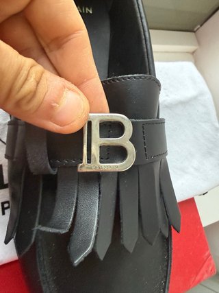 Balmain 100% piel Negro Mocasines flecos T.41 (7)