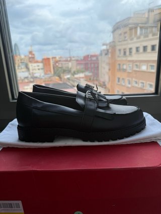 Balmain 100% piel Negro Mocasines flecos T.41 (7)