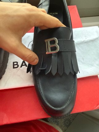 Balmain 100% piel Negro Mocasines flecos T.41 (7)