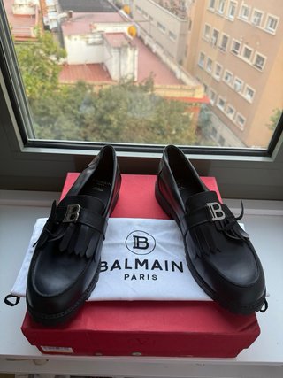 Balmain 100% piel Negro Mocasines flecos T.41 (7)