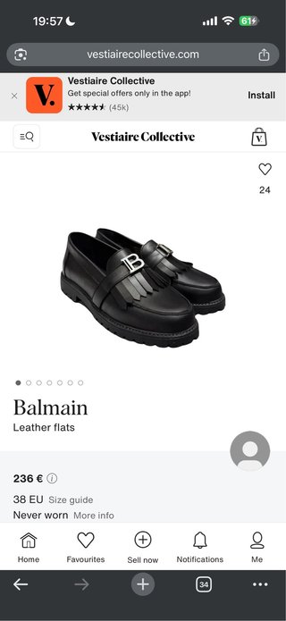 Balmain 100% piel Negro Mocasines flecos T.41 (7)