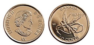 Moneda 10 Centavos Canadá 2017 Alas de Paz