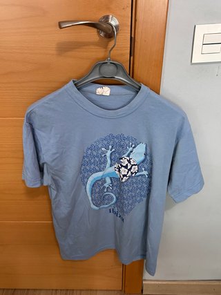 Camiseta Azul con Estampado de Gecko Ibiza