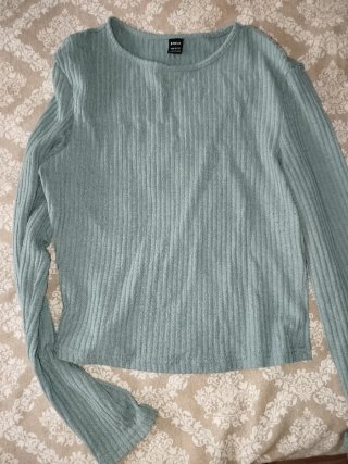 Camiseta Manga Larga Turquesa Shein Talla L