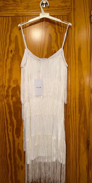Vestido de Flecos Blanco
