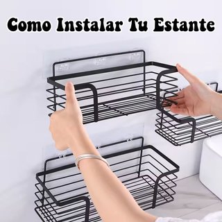Estante de Pared Adhesivo Negro 30 cm
