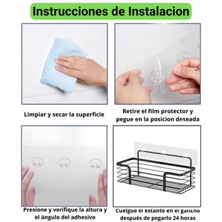 Estante de Pared Adhesivo Negro 30 cm