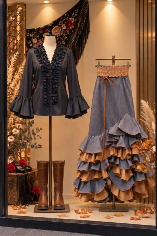 Conjunto Flamenco: Vestido, Falda y Camisa