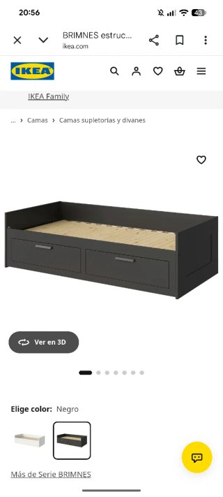 Cama / Diván Brimnes Ikea Negro