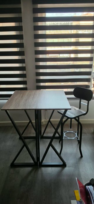 Mesa alta plegable madera y metal
