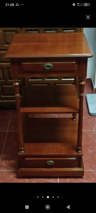 Mesa auxiliar madera 2 cajones y balda