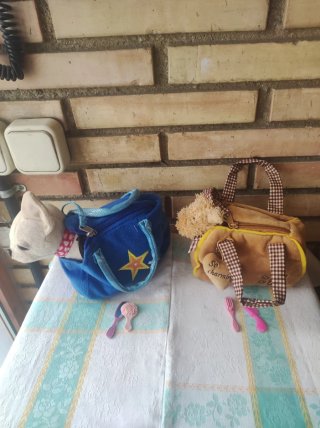 perritos peluche con bolso transportín
