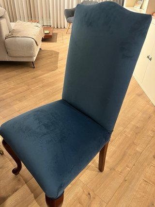 Juego de 6 sillas tapizadas en terciopelo azul