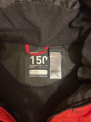 Chaqueta de esquí roja Wedze 150 talla 10 años