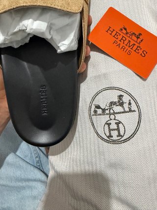 Mocasines Hermes Beige/Negro Ante