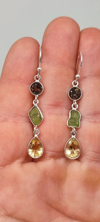 Pendientes de Plata Multipiedras.